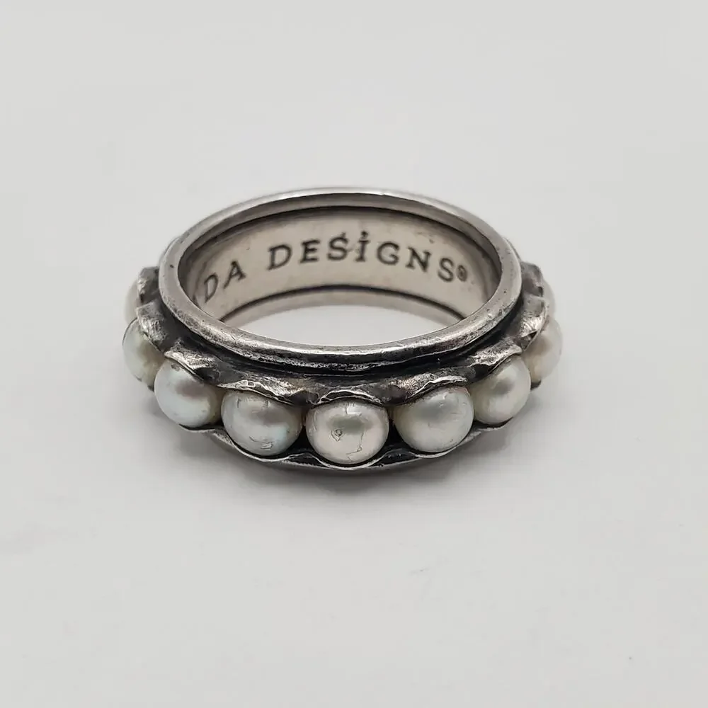 Silpada Designs Sterling Silver Nested Pearls Ring Scalloped Bezel R2209 Size 7 - Picture 2 of 10